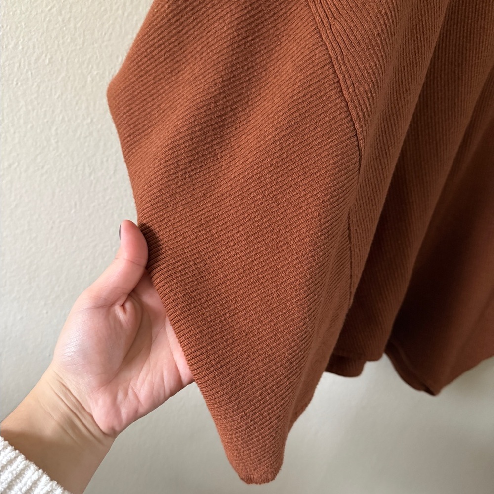 Anthropologie Textured Knit Poncho Sweater Rust Brown Cotton Blend Size XS - Picture 6 of 6